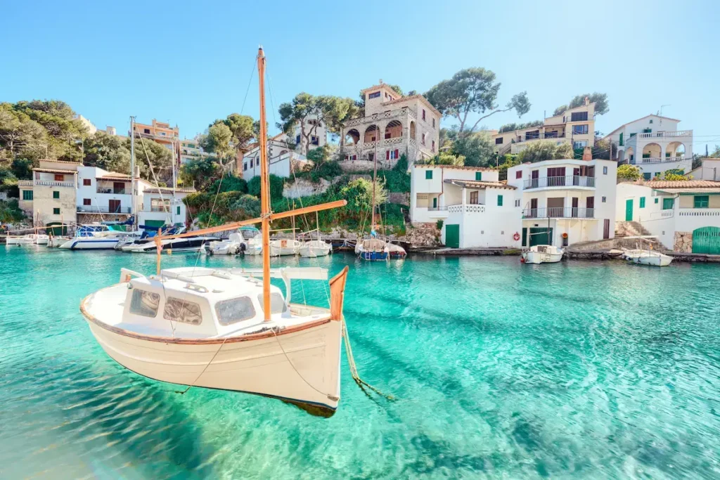 Boat on blue sea VIP travel Spain